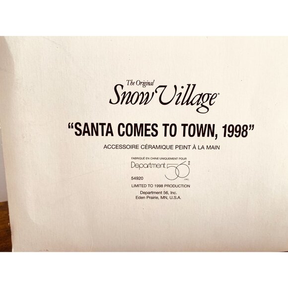 Department 56 Santa Comes To Town 1998 Original Snow Village Kids Snowman - Picture 5 of 7